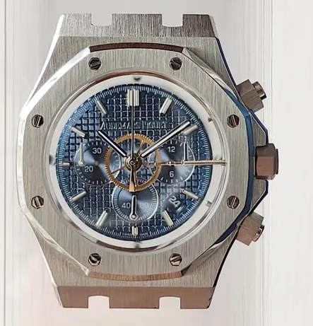 Luxury 3d model watch with a blue face and metallic case on a white background